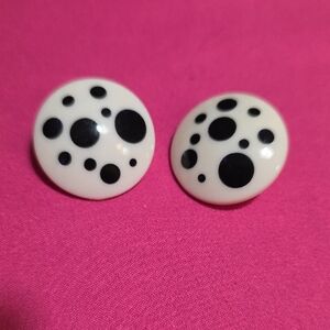 Polka Dot Black and White Earrings
